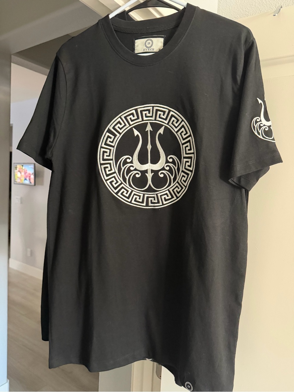 Men's Black Icy Rich  Tee with White Trident Emblem